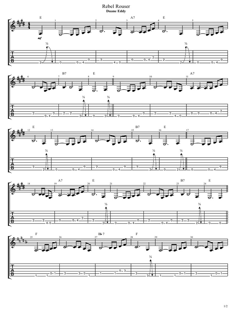 Rebel Rouser Guitar Tab and Chords | PDF | Sports | Leisure