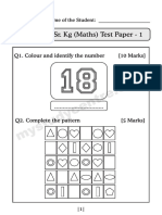 Sr. KG (Maths) Test Paper - 1: Q1. Colour and Identify The Number (10 Marks)