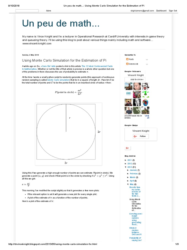 Un Peu de Math... : Using Monte Carlo Simulation For The Estimation of ...