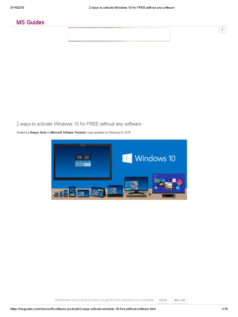 2 Ways To Activate Windows 10 For FREE Without Any Software | PDF ...