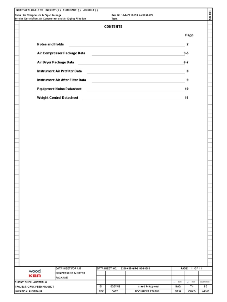 Air Compressor & Dryer Datasheet | PDF | Bearing (Mechanical ...