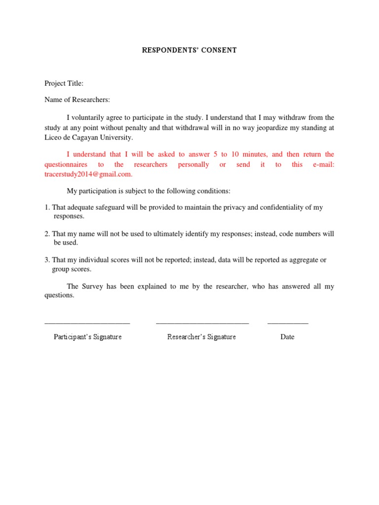 Respondent Consent Form for Research | PDF