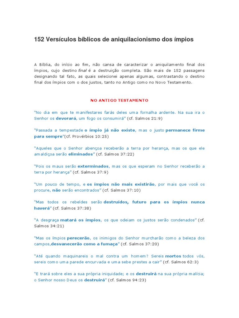 Versículos sobre a destruição dos ímpios | PDF | Livro do Apocalipse ...