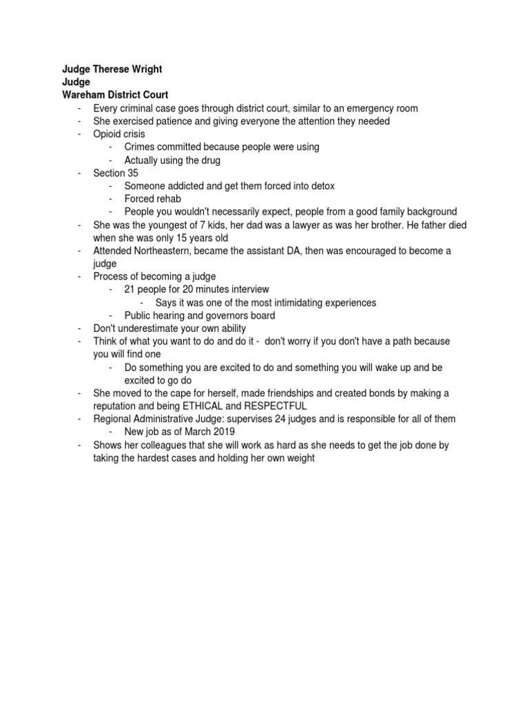 Judge Therese Wright's Career Journey | PDF