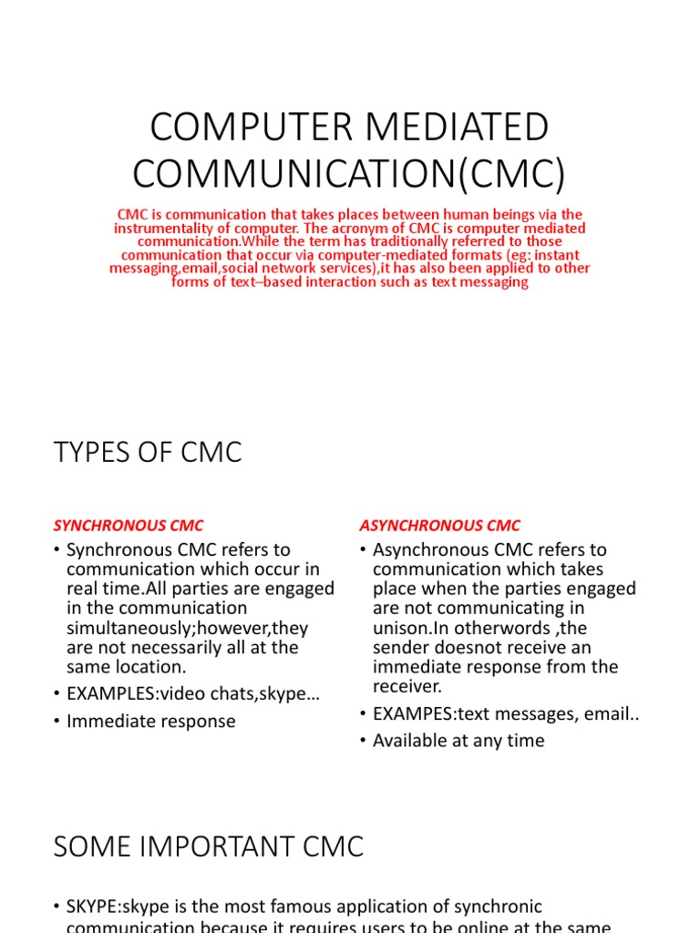 Computer Mediated Communication (CMC) PDF
