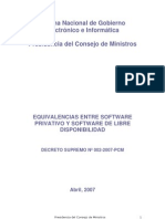 Equivalencia Software Privativo Software Libre