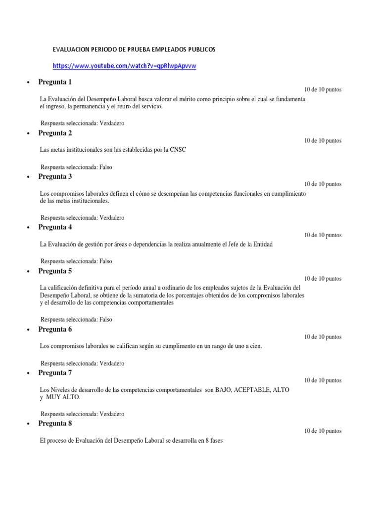 Evaluacion Periodo de Prueba Empleados Publicos | PDF | Evaluación de ...