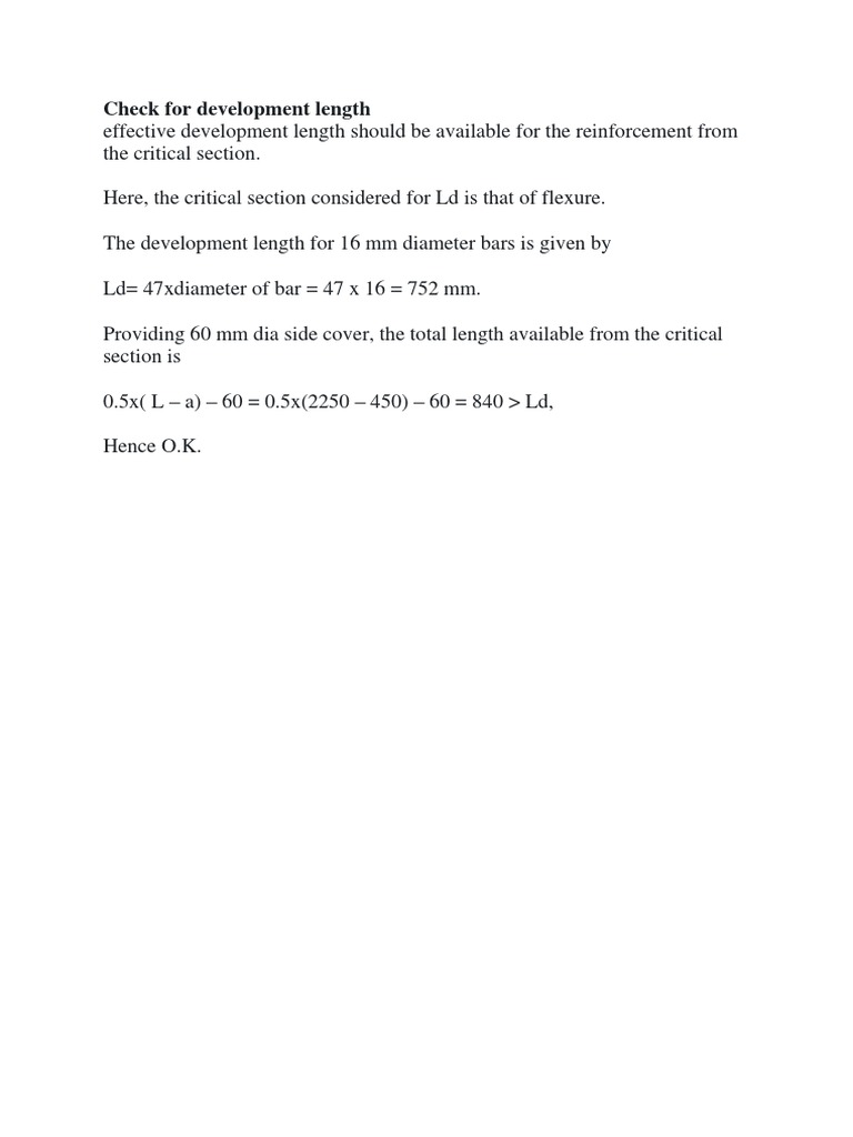 Development Length Calculation for Reinforcement | PDF