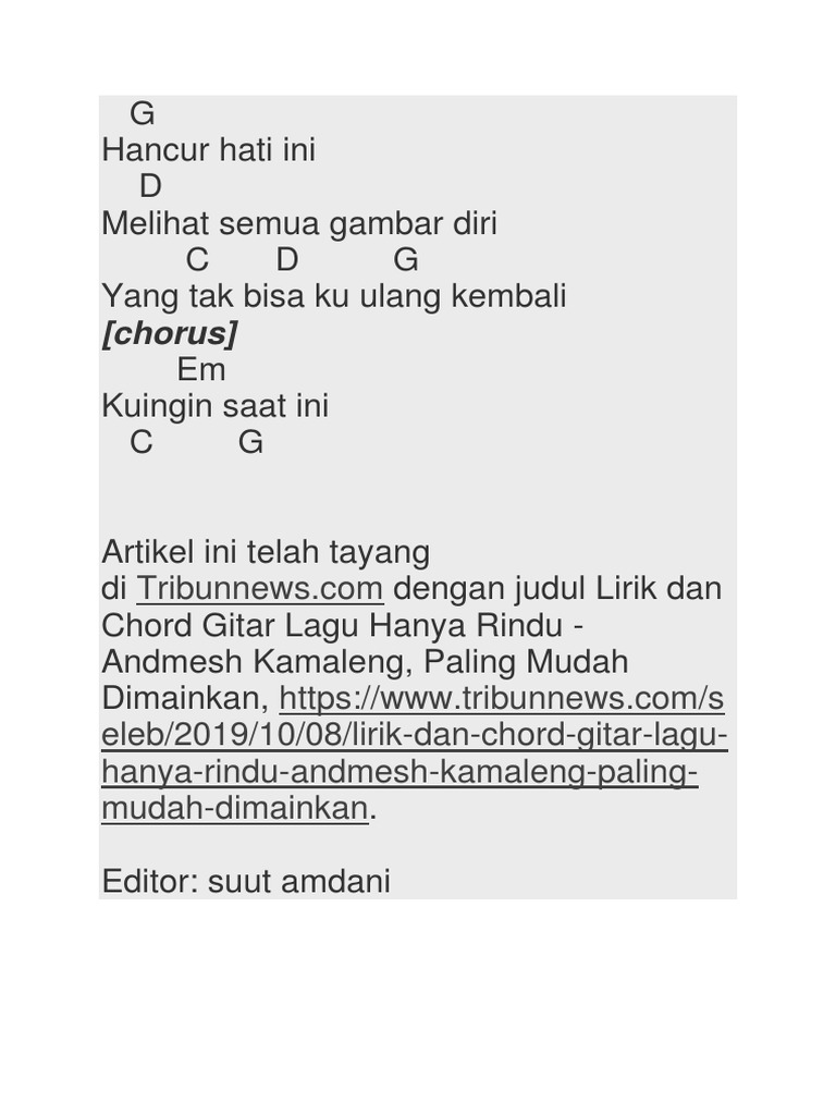 Lirik Lagu Andmesh Hanya Rindu Lirik Arsia Lirik