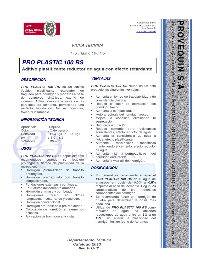 HDS - Aditivo Plastificante Reductor de Agua Con Efecto Retardante ...