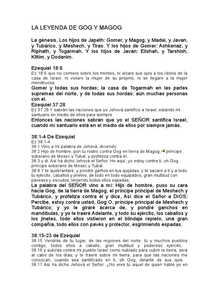 La Leyenda de Gog y Magog PDF Religión y creencia Biblia