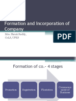 Formation and Incorporation of Company