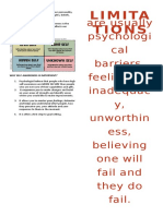 Are Usually Psychologi Cal Barriers, Feelings of Inadequac Y, Unworthin Ess, Believing One Will Fail and They Do Fail