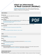 Màster Universitari en Intervenció Sostenible en El Medi Construït (MISMeC) (ETSAV) PDF