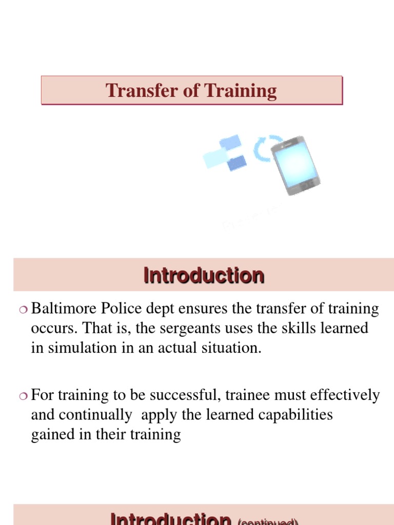 Transfer of Training | PDF | Reinforcement | Learning