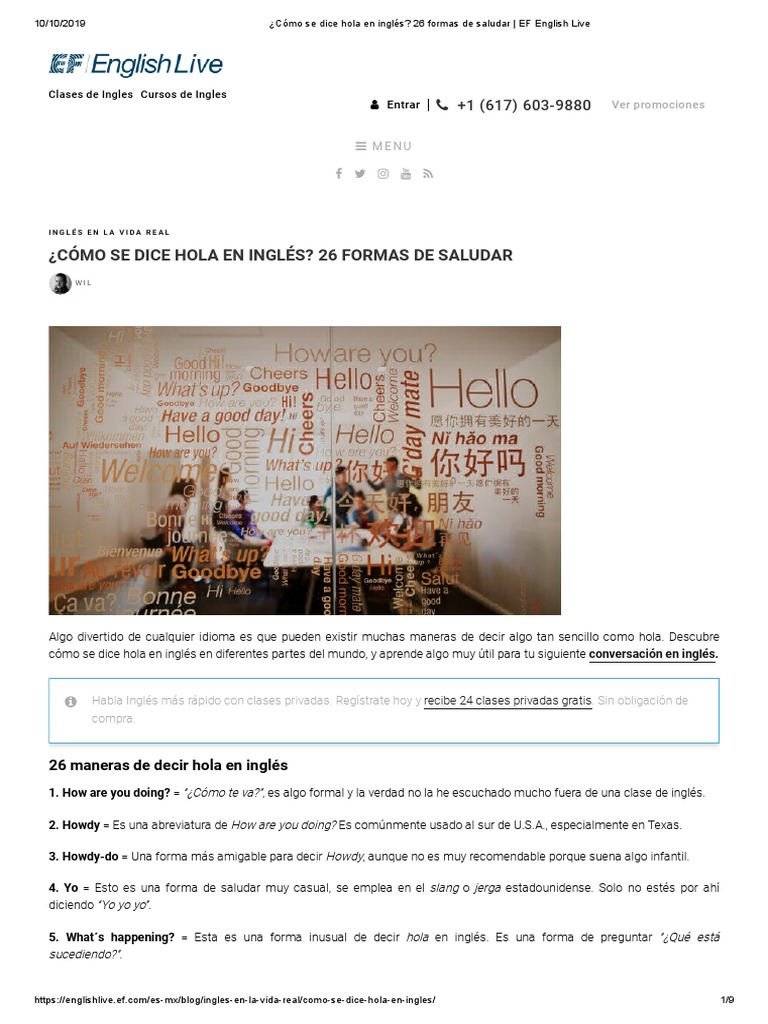Cómo Se Dice Hola en Inglés - 26 Formas de Saludar - EF English Live | PDF  | Idioma en Inglés | Comunicación