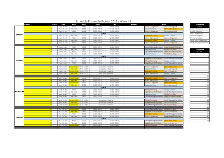 MP Schedule for Week 41 | PDF
