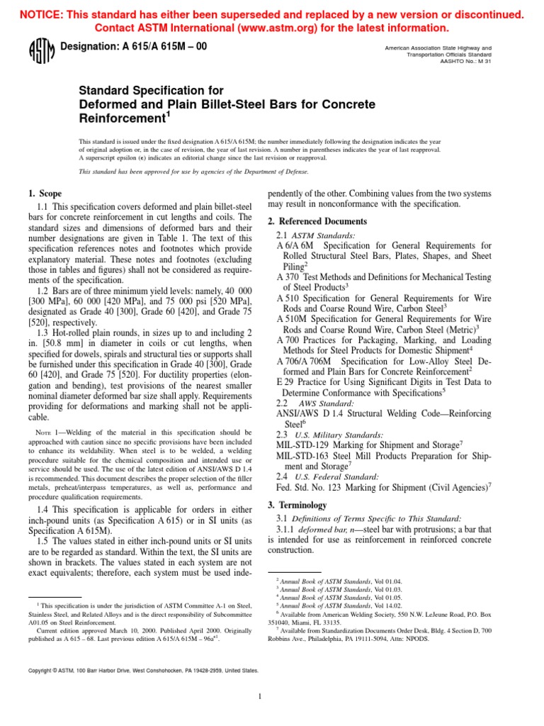 A 615 - A 615M - 00 Qtyxns0wma | PDF | Strength Of Materials | Yield ...