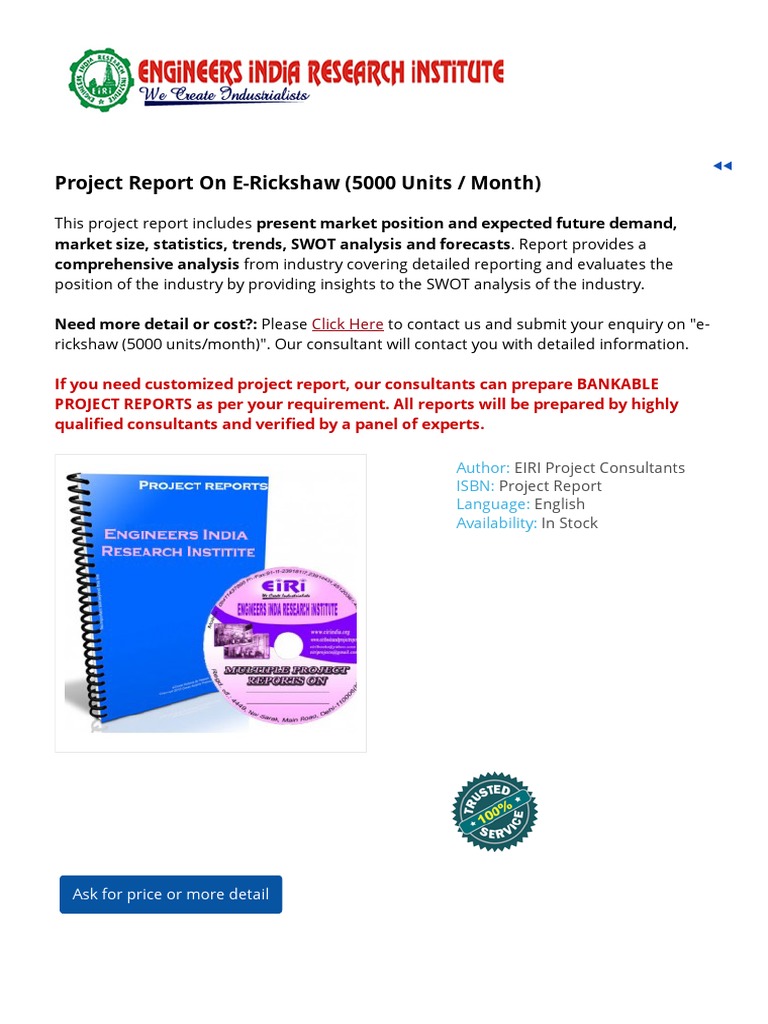 Project Report On Electric Vehicle PDF Vehicles Business