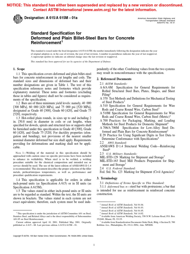 A 615 - A 615M - 01 Qtyxns0wmue | PDF | Strength Of Materials | Yield ...