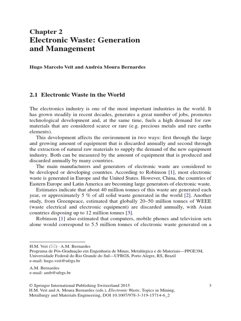 Electronic Waste: Generation and Management | PDF | Electronic Waste ...