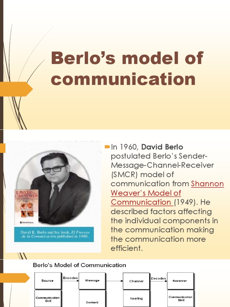 Berlo's SMCR Model of Communication | PDF | Cybernetics | Communication