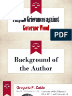 Filipino Grievances Against: Governor Wood