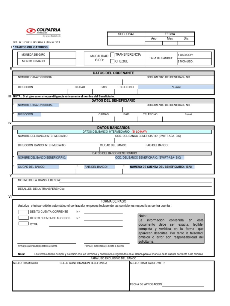 Formato de Giro Postal Bancario Tarjeta de débito Bancos