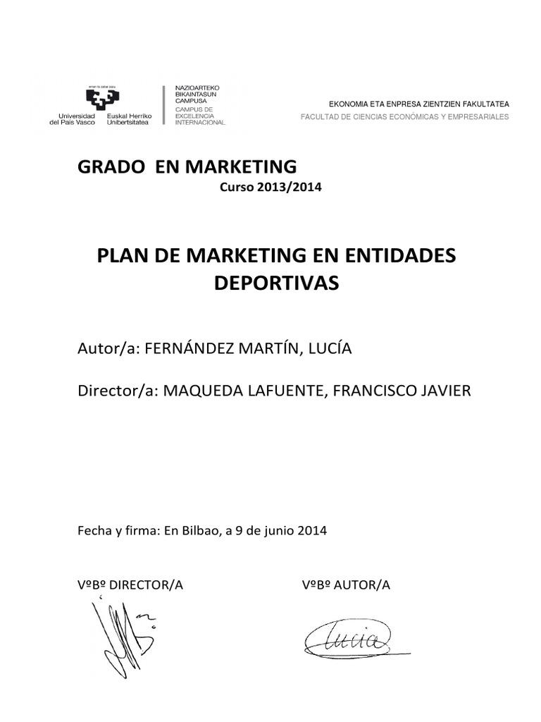 Plan de Marketing Deportivo | PDF | Cuestionario | Marketing
