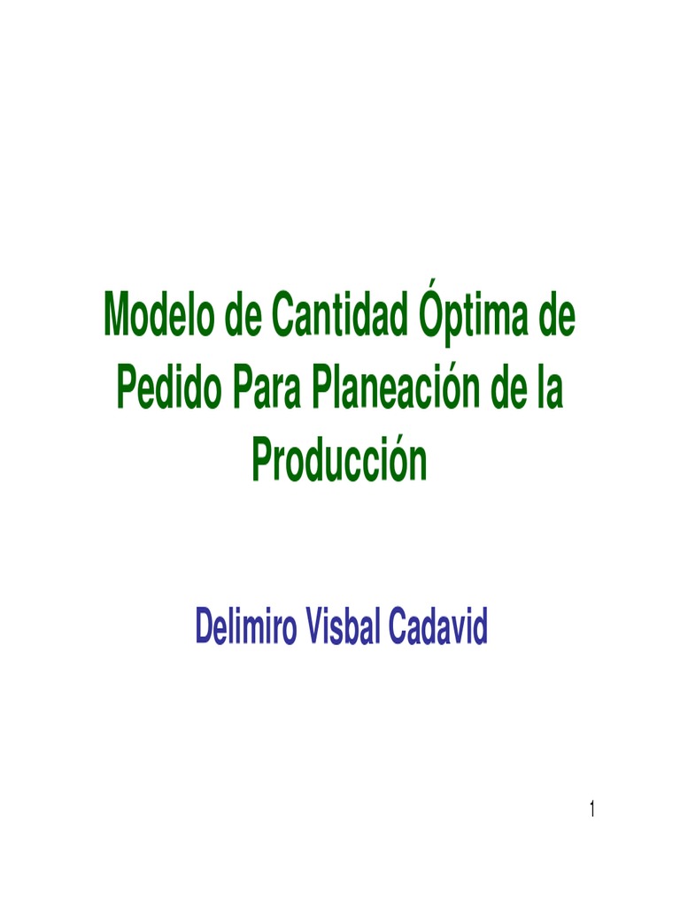 02 Modelos de Cantidad Óptima de Pedido para Planeación PDF Inventario Logística