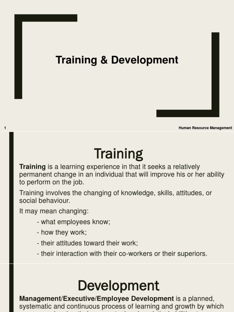 Training & Development: 1 Human Resource Management | PDF | Learning ...