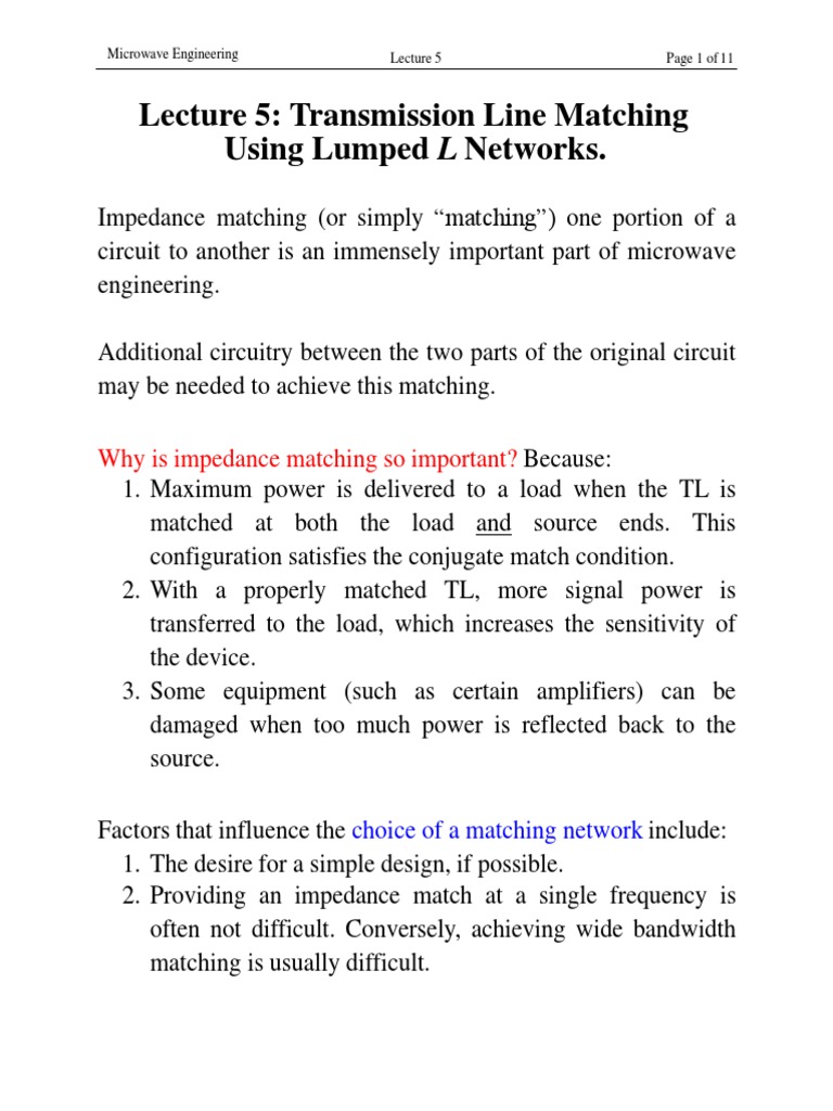 L Network Impedance Matching Guide | PDF | Computer Engineering ...