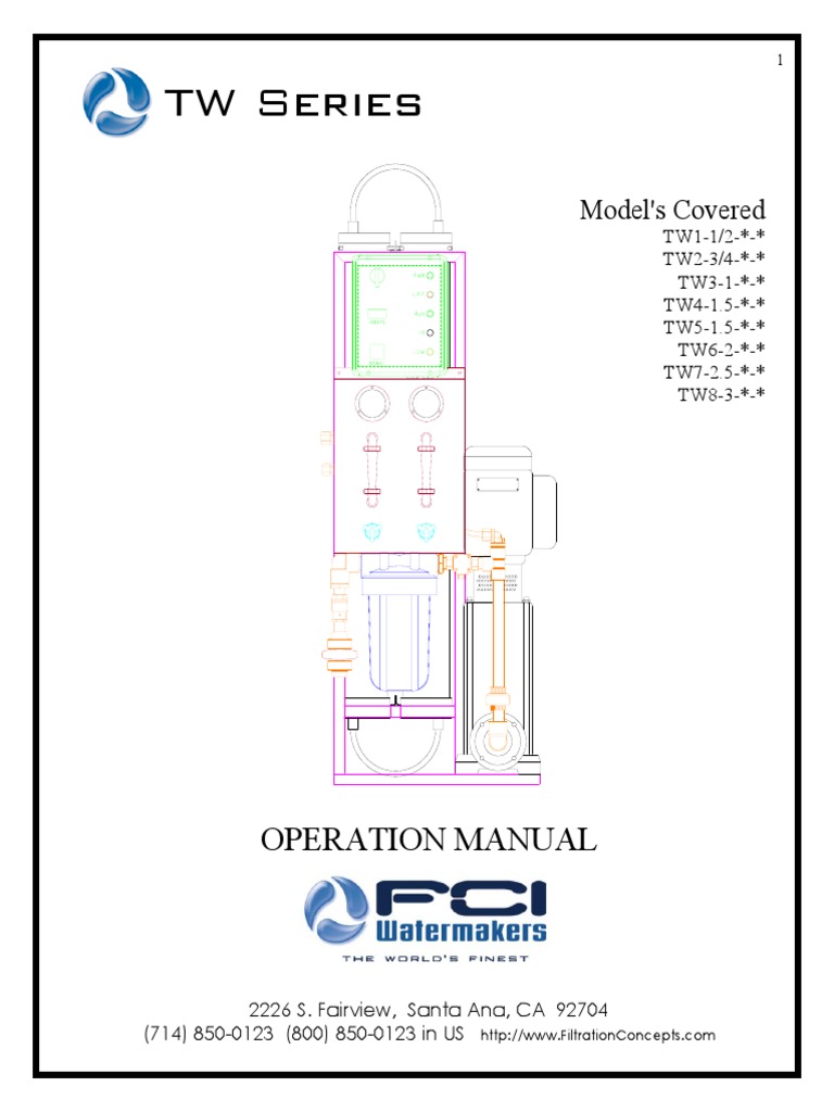 TW Series: Operation Manual | PDF | Membrane | Filtration