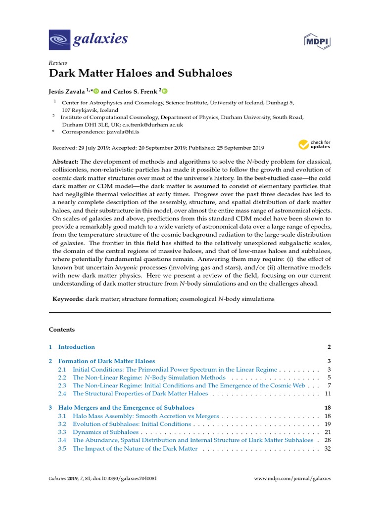 Galaxies: Dark Matter Haloes and Subhaloes | PDF | Dark Matter | Universe