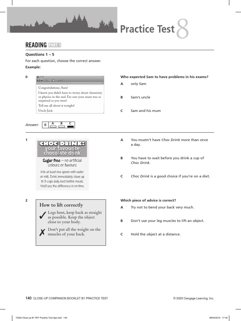 UPDATED CloseUp B1 PET Practice Test PDF Entertainment (General)