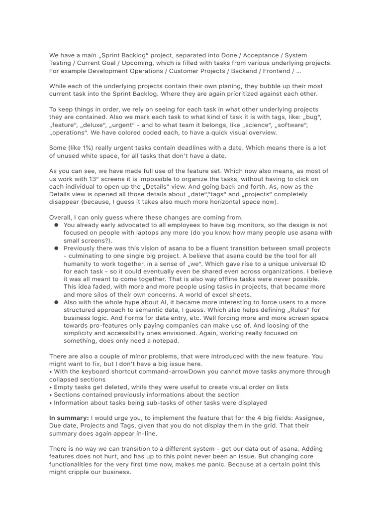 Feedback Asana PDF | PDF | Computing | Areas Of Computer Science