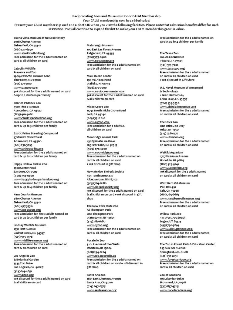 Reciprocal Zoo List2017 | PDF | Bioethics | Urban Planning