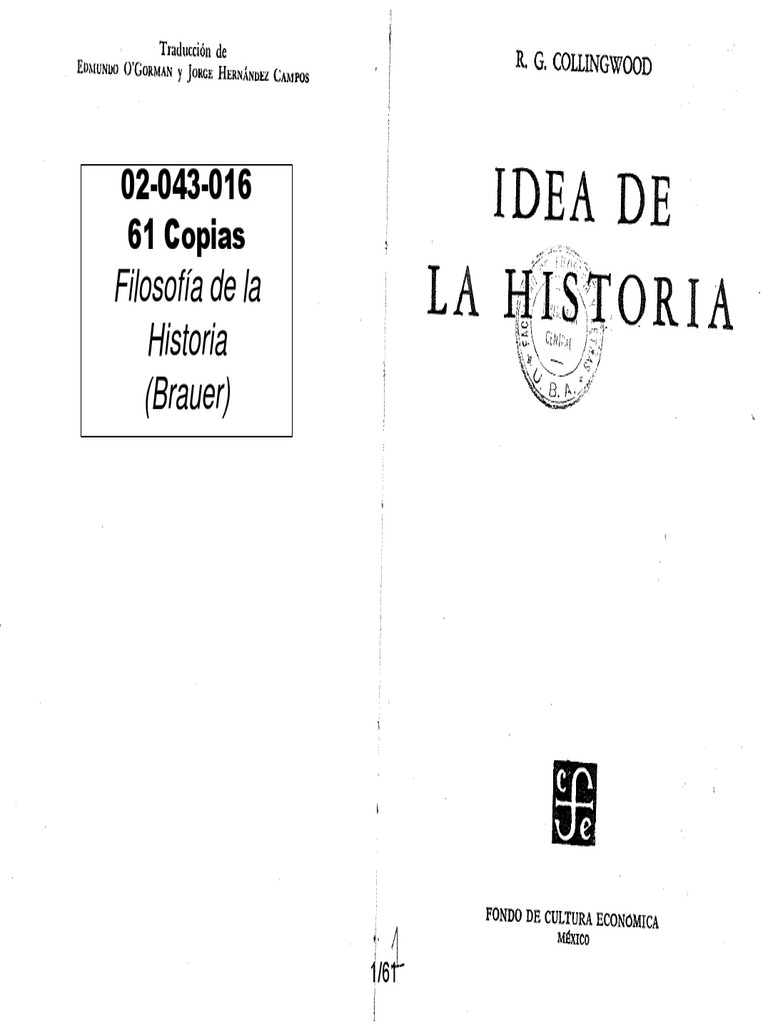 Collingwood La Idea de La Historia Epilegómenos PDF