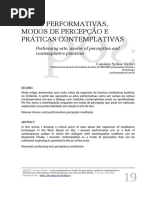Artes Performativas Modos de Percepcao