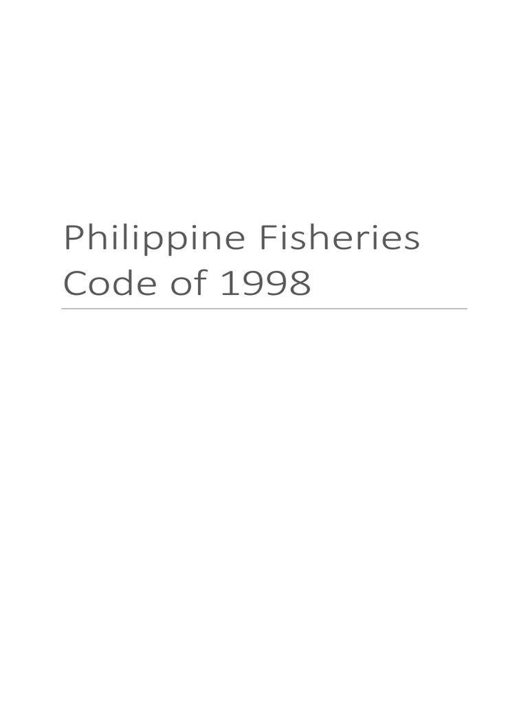 Philippine Fisheries Code Overview | PDF | Territorial Waters | Coral
