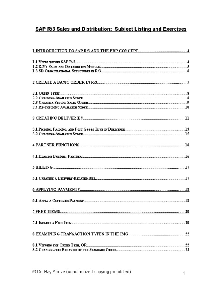 SAP SD Study Material | PDF | Business | Computers