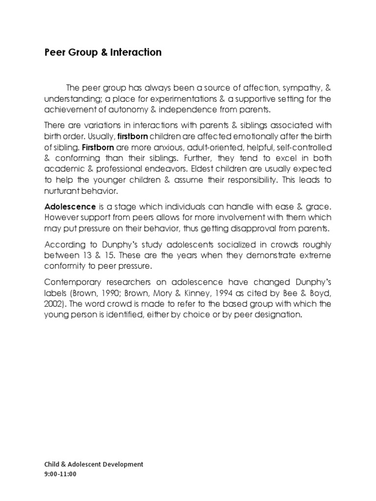 Peer Influence in Child Development | PDF