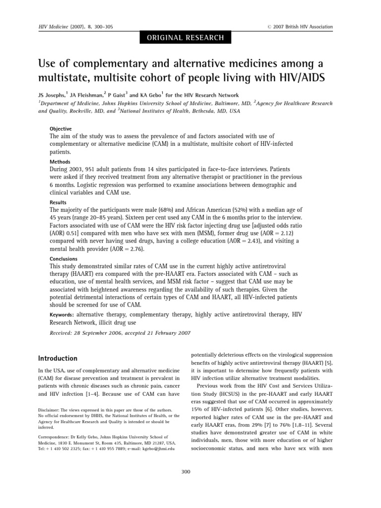 Use of Complementary and Alternative Medicines Among A Multistate ...