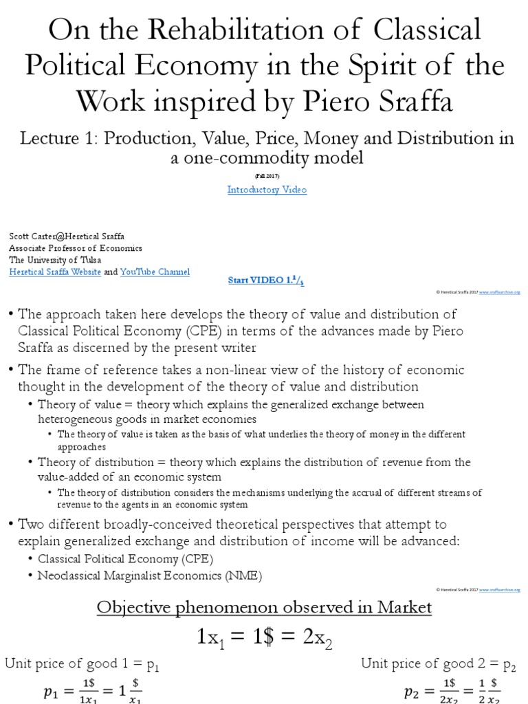 Introductory Lecture 1 4 1 Value Economics Neoclassical Economics
