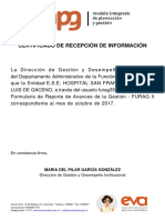 Certificado de Recepción de Información: en Constancia Firma