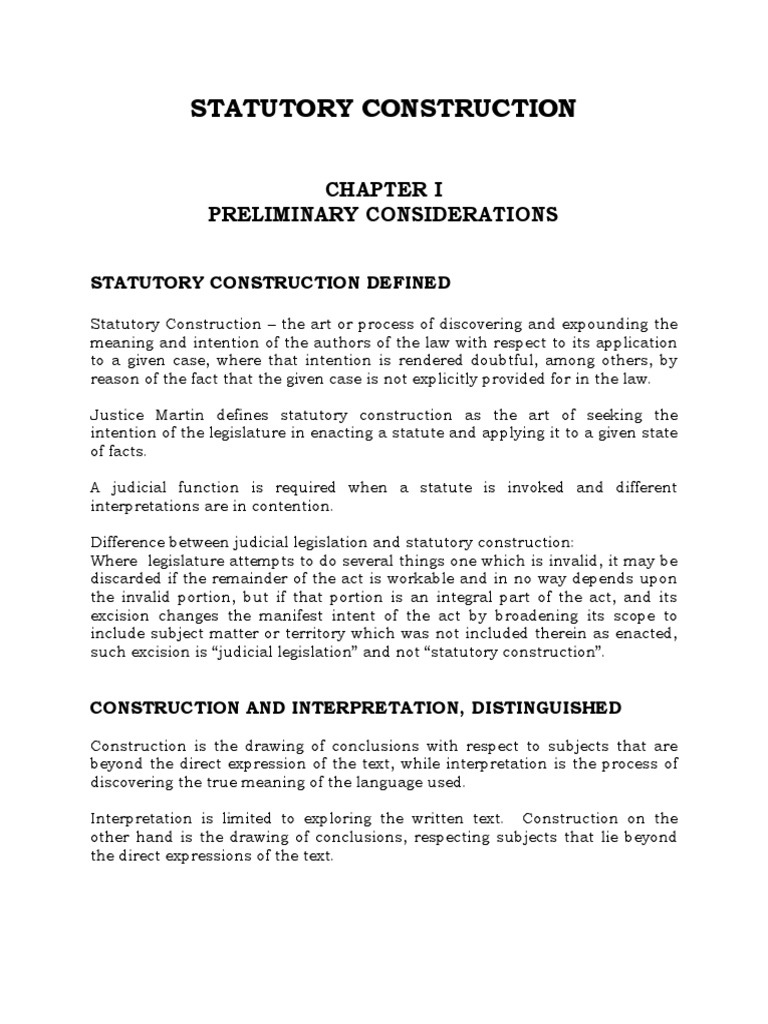 Statutory Construction PDF Statutory Interpretation Bill (Law)