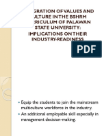 Integration of Values and Culture in The BSHRM Curriculum of Palawan State University: Implications On Their Industry-Readiness