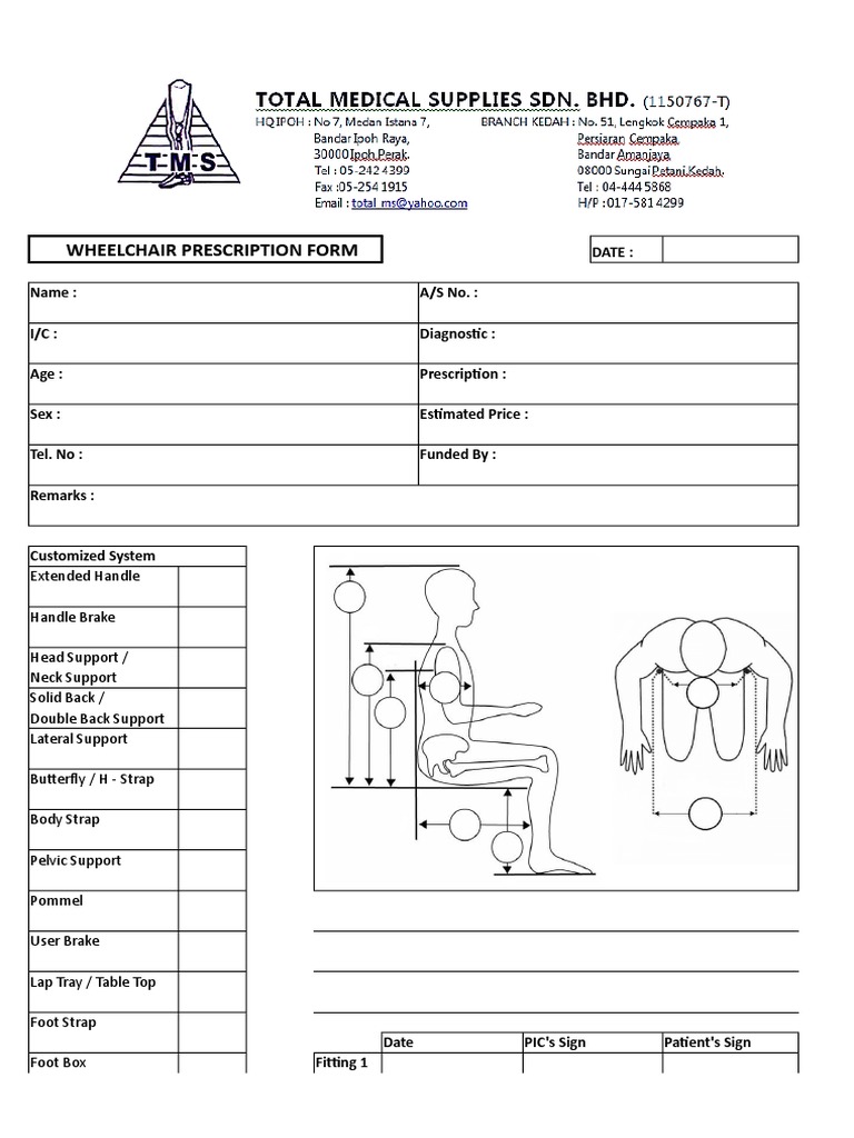 Wheelchair Measurement Form PDF