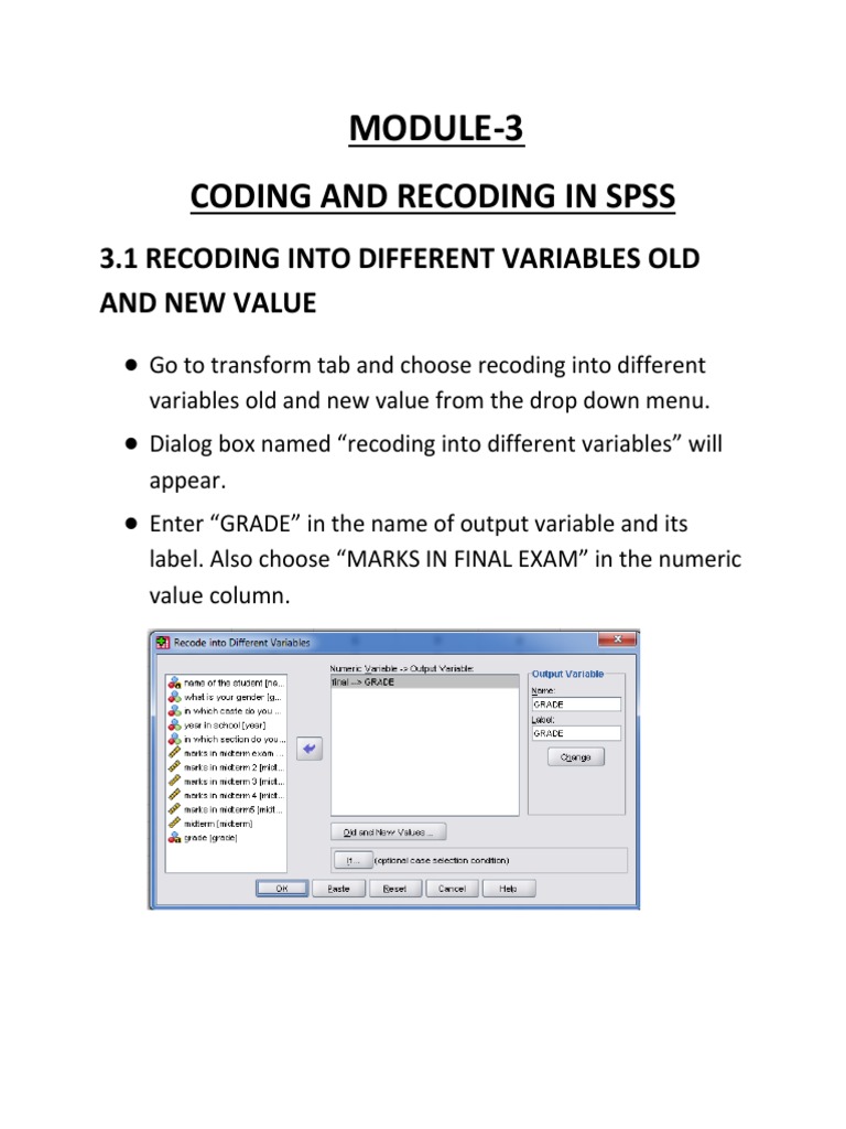 Coding and Recoding in SPSS Module3 PDF