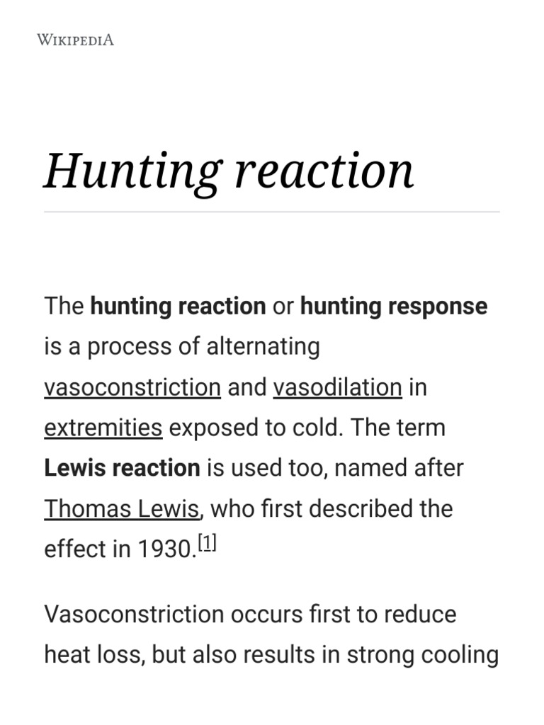 Understanding the Hunting Reaction | PDF | Vasodilation | Physiology